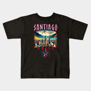 Santiago Chile Artistic Cityscape Skyline Kids T-Shirt